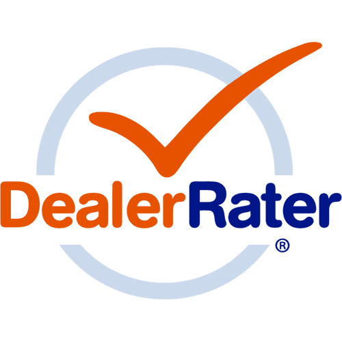 DealerRater logo with an orange checkmark inside a blue circle.
